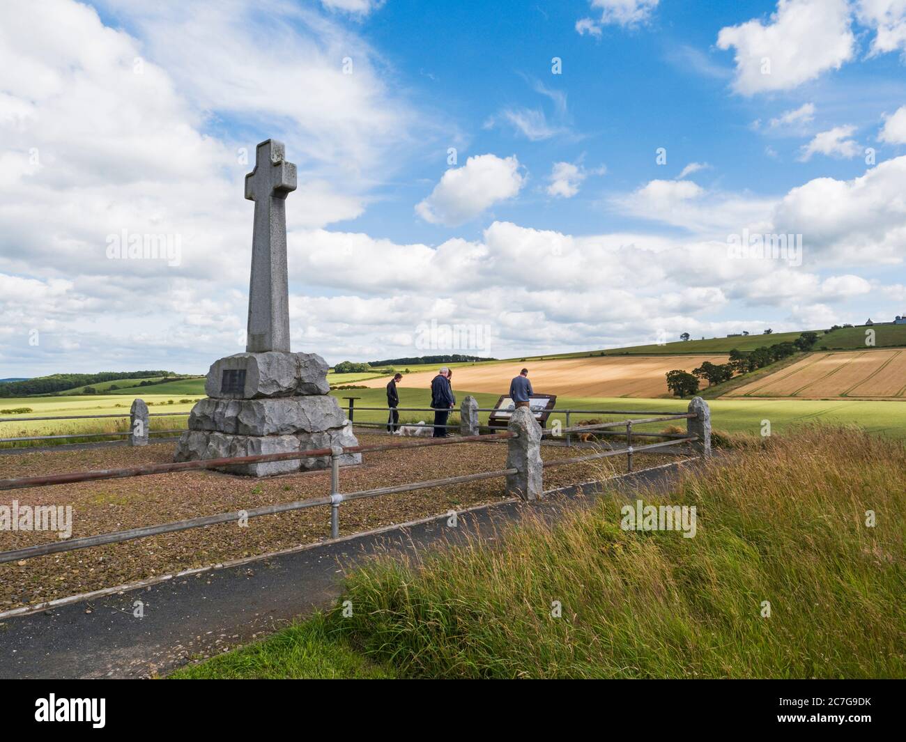 Denkmal in Branxton für die Schlacht von Flodden, in der König James 4. Von Schottland starb. Stockfoto