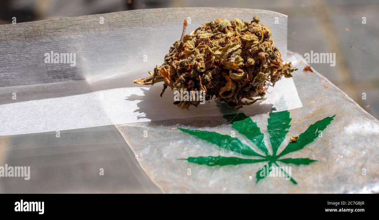 Marihuana und Cannabis Blatt Tasche Stockfoto