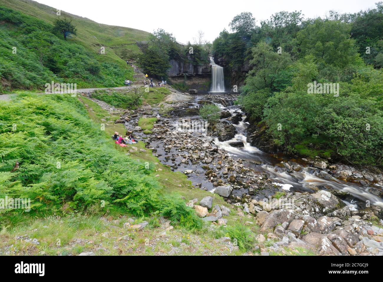 Thornton Force Wasserfall auf dem Wasserfallweg in Ingleton, North Yorkshire Stockfoto