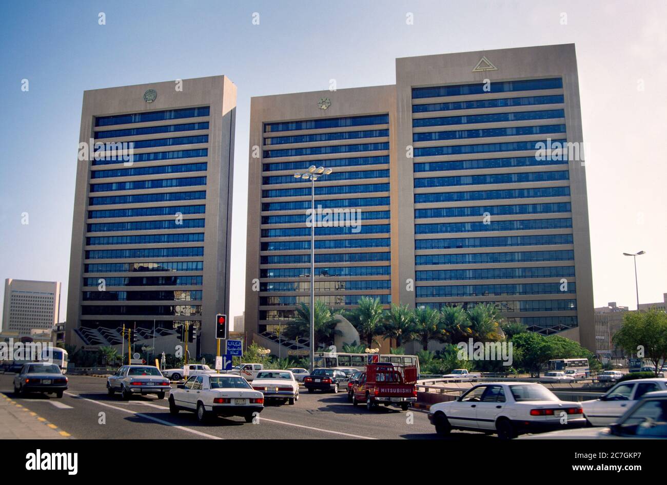 Kuwait City Kuwait Bank Square Verkehr Stockfoto