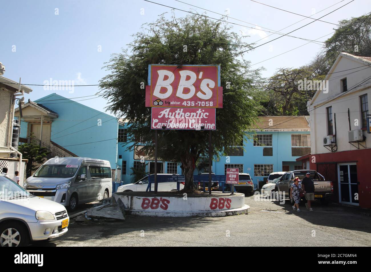 St George's Grenada Wharf Road BB's authentisches karibisches Restaurant Stockfoto