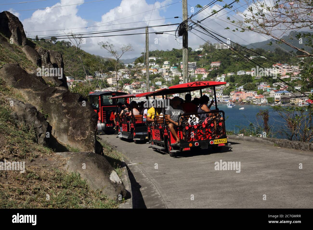 Fort George St. George's Grenada Touristen, die mit dem Discovery Train reisen Stockfoto