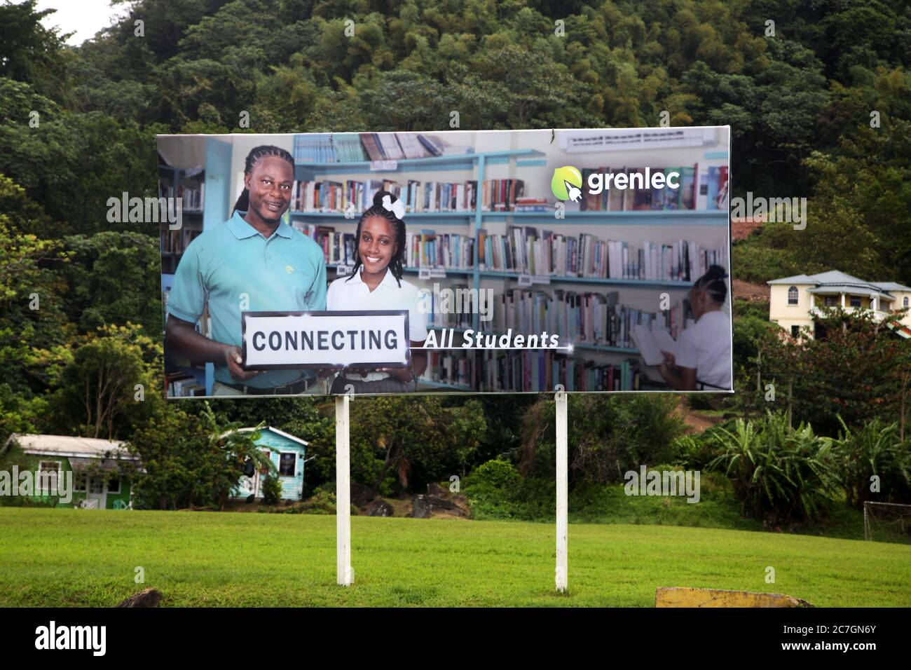 Fort George's Grenada Reklametafeln Werbung Grenlec Grenada Elektrizität Service Stockfoto
