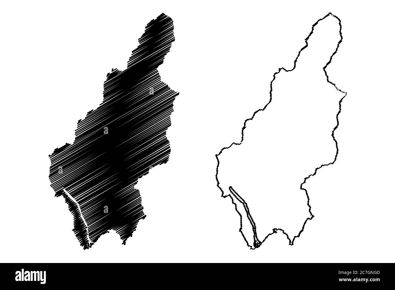 Hamhung City (Nordkorea, Demokratische Volksrepublik Korea, DVRK oder DVR Korea, Süd-Hamgyong Provinz) Kartenvektorzeichnung, Skizze Stock Vektor