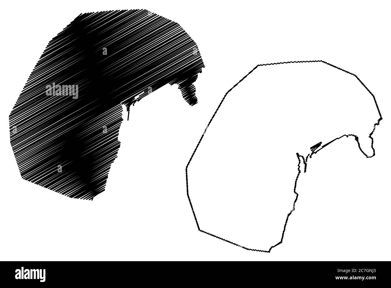 Chongjin City (Nordkorea, Demokratische Volksrepublik Korea, DVRK oder DVR Korea, Nord-Hamgyong Provinz) Karte Vektor-Illustration, Scribble sketc Stock Vektor
