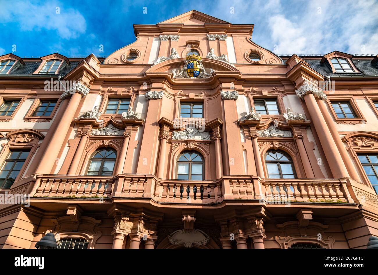 Traditionelle Architektur in der Altstadt von Mainz Stockfoto