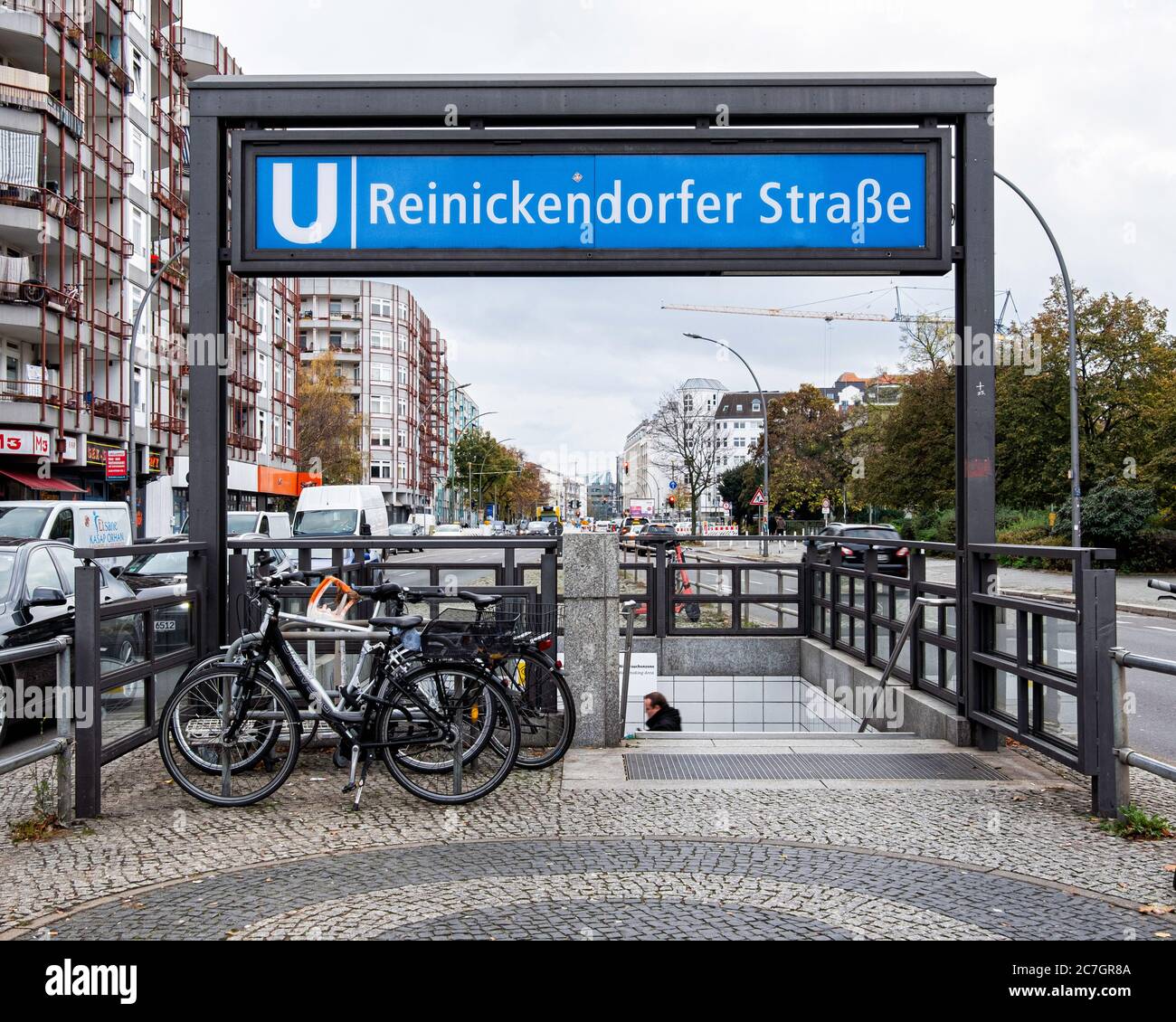Reinickendorfer Straße U-Bahn U-Bahn-BahnhofEingang auf der Linie U6 in Müllerstraße, Wedding-Berlin, Deutschland Stockfoto