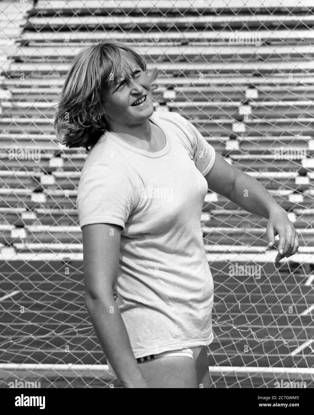 1981 08 19. Galina Murašova - litauische Athletin, Diskuswurf. Stockfoto