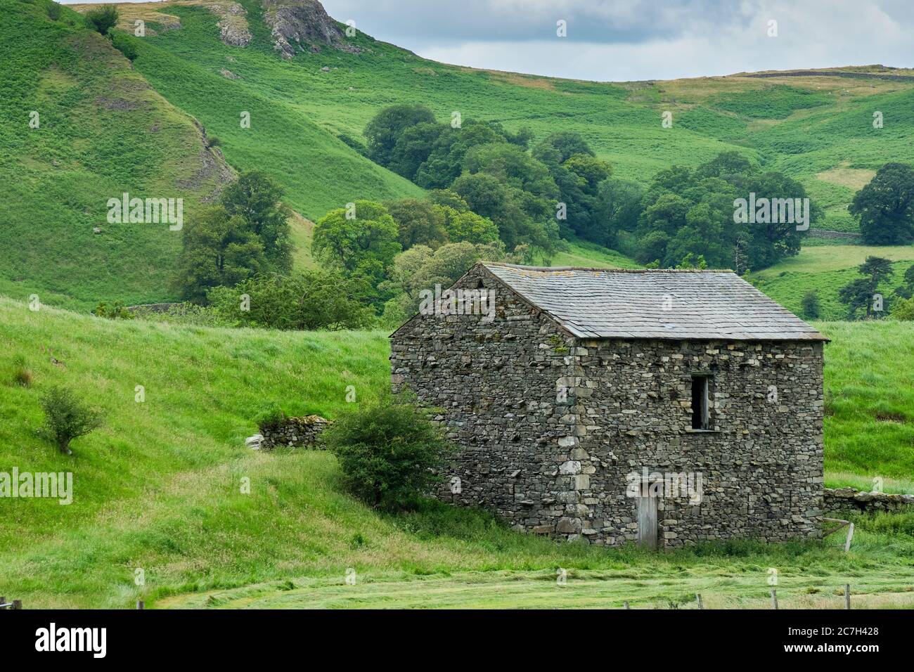 Steinbauernhof in St. Johns im Vale, in der Nähe von Lowthwaite Farm, in der Nähe von Thirlmere, Lake District, Cumbria Stockfoto