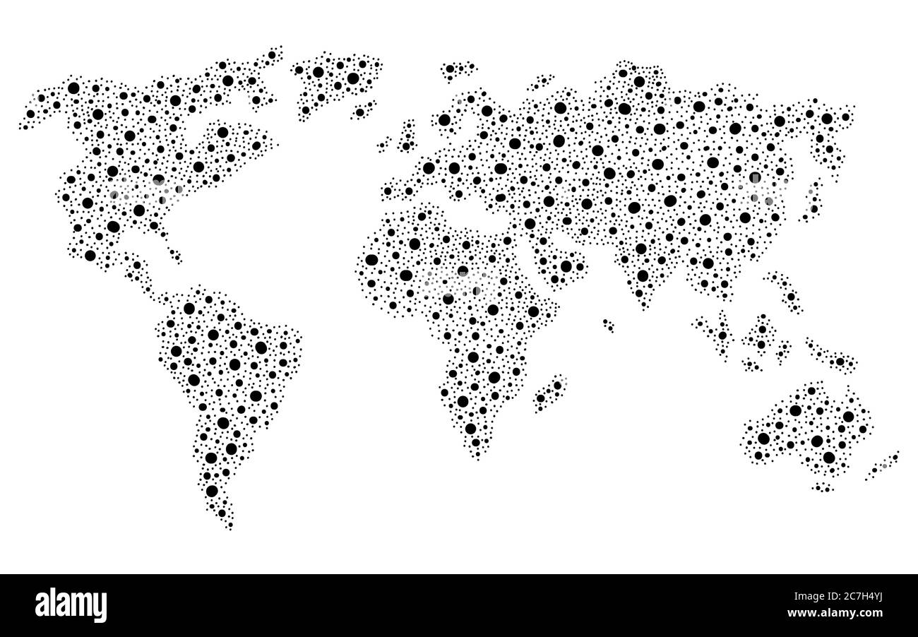 Weltkarte Grafik Kreis schwarz weiß isoliert Skizze Illustration Vektor Stock Vektor