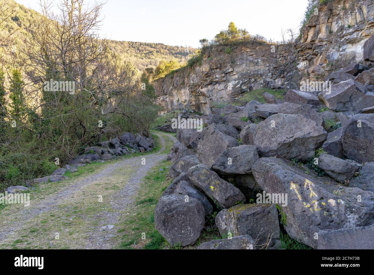 Europa, Spanien, Katalonien, Provinz Girona, La Garrotxa, Lavastein bei Sant Joan les Fonts Stockfoto