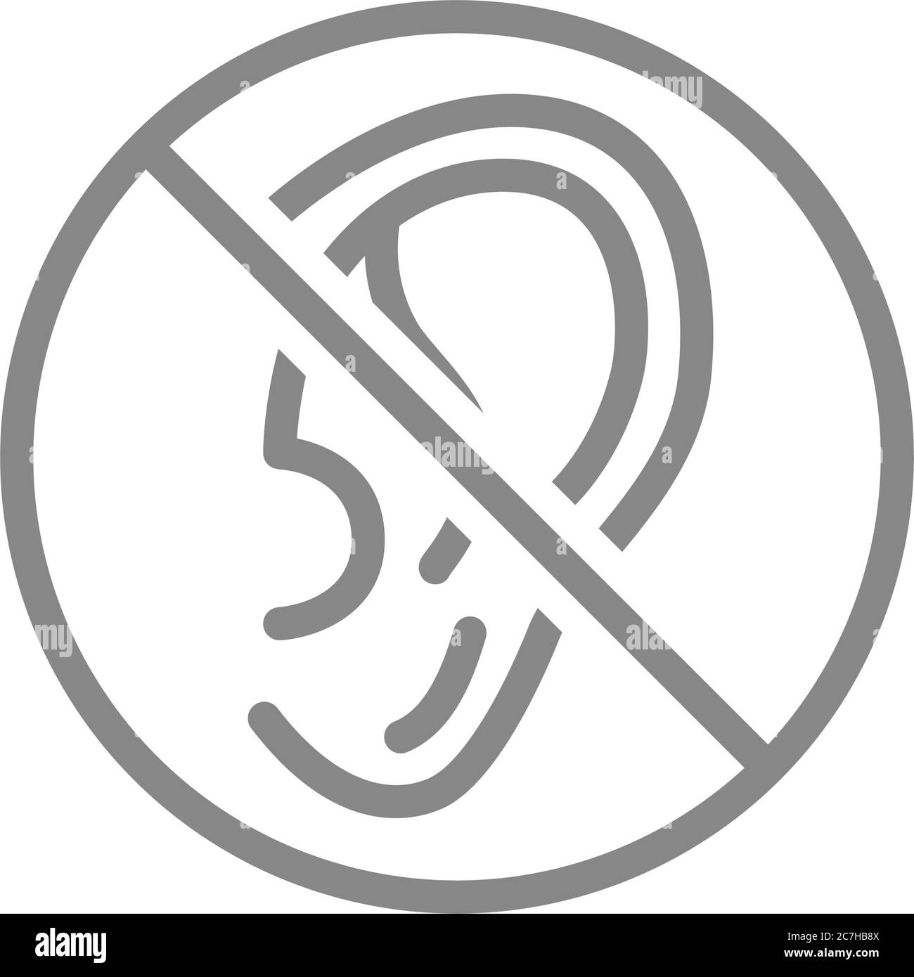 Ohr mit Verbotszeichen-Symbol. Transplantation, Amputationsorgan, Taubheitszeichen Stock Vektor
