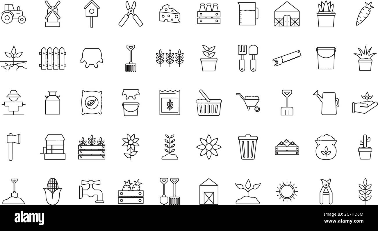 Farm Linie Stil Icon Set Design, agronomy Lifestyle Landwirtschaft Ernte ländliche Landwirtschaft und Land Thema Vektor-Illustration Stock Vektor