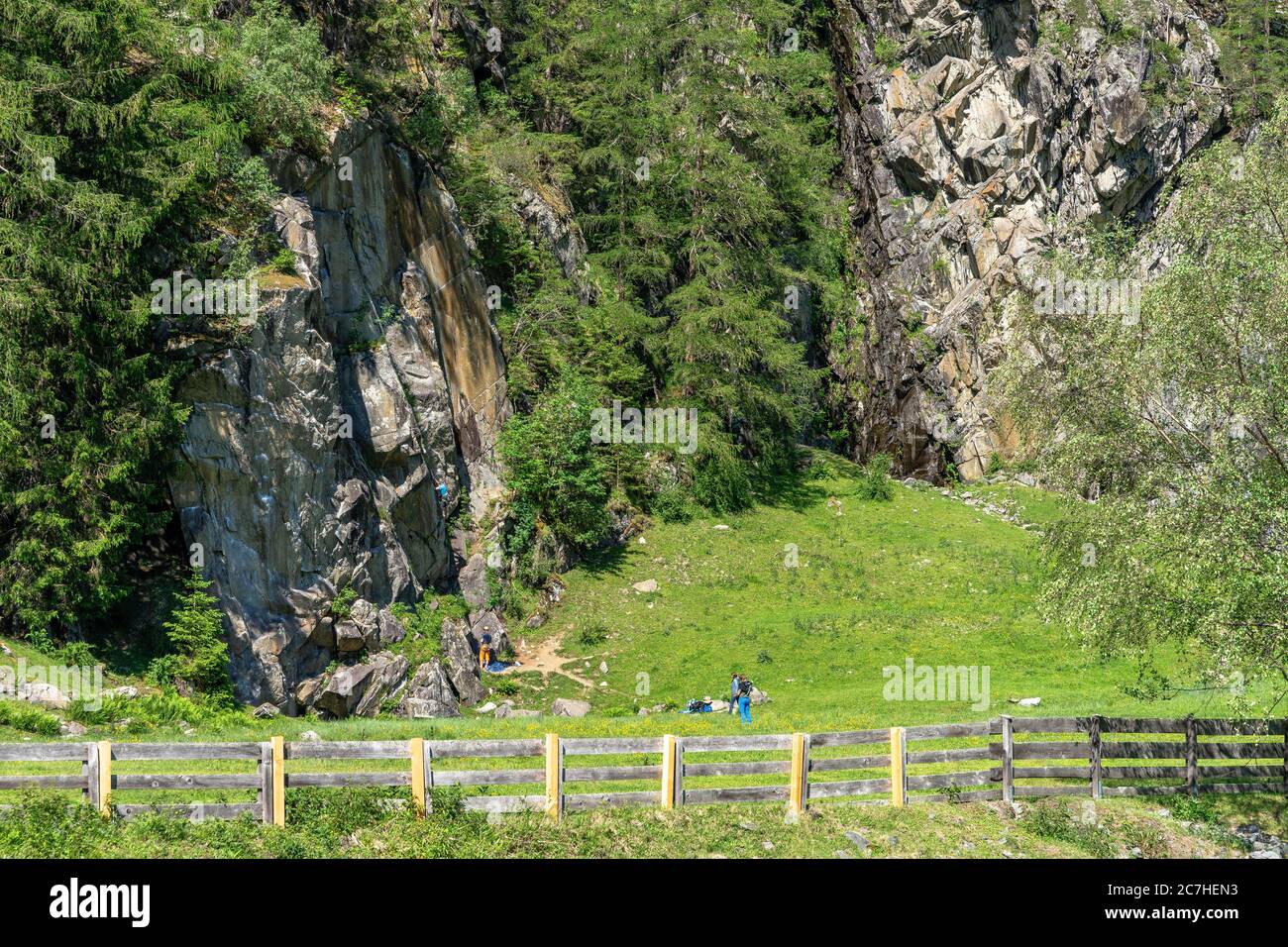 Europa, Österreich, Tirol, Ötztal Alpen, Ötztal, Oberried Klettergarten Stockfoto