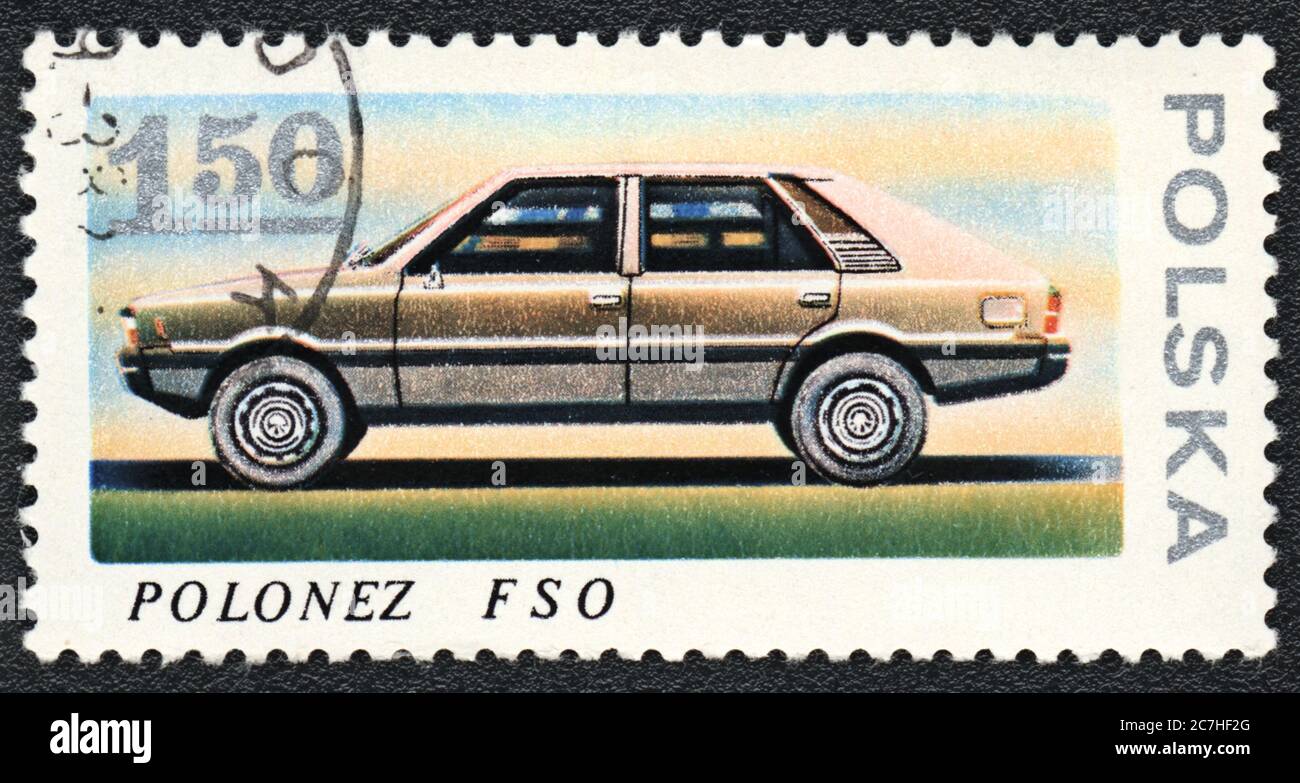 Briefmarke. PKW Polonez FSO, aus Serie, Polen, 1982 Stockfoto
