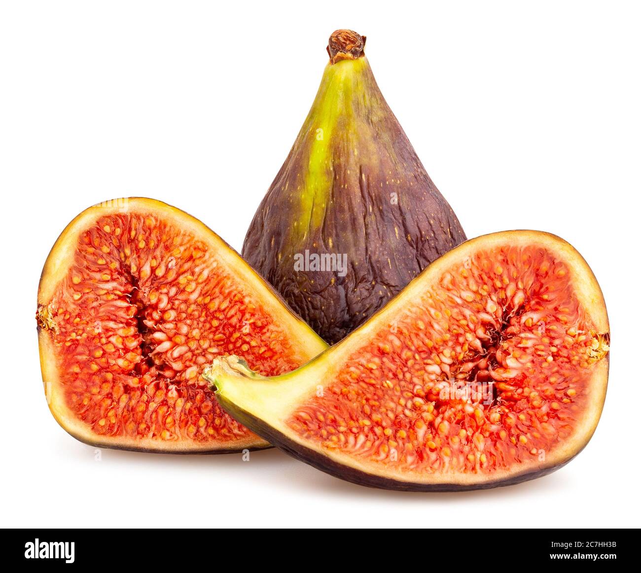 In Scheiben geschnittener Figs-Pfad isoliert auf Weiß Stockfoto