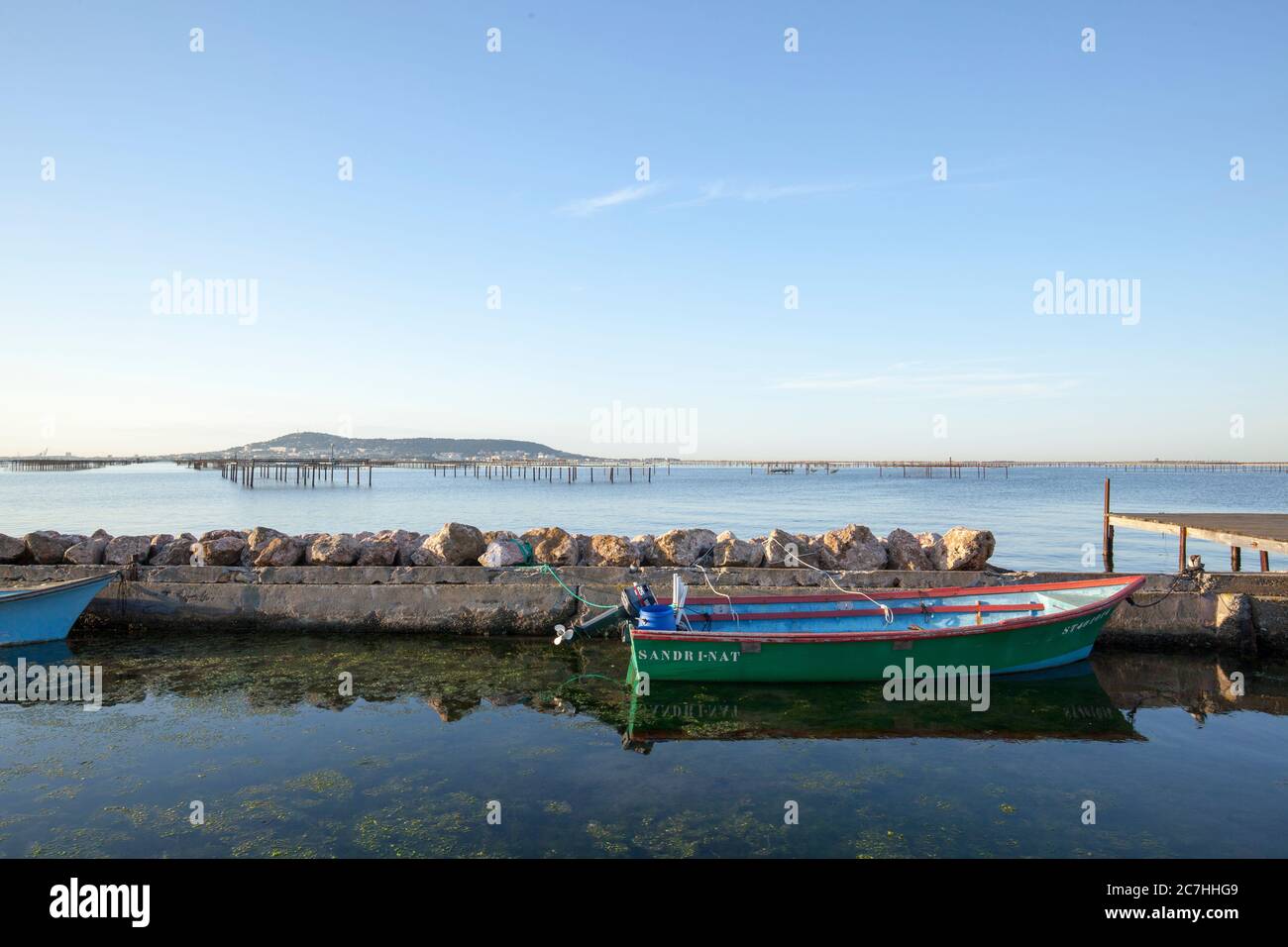 Angelboot, Etang de Thau, Frankreich, Frankreich Stockfoto