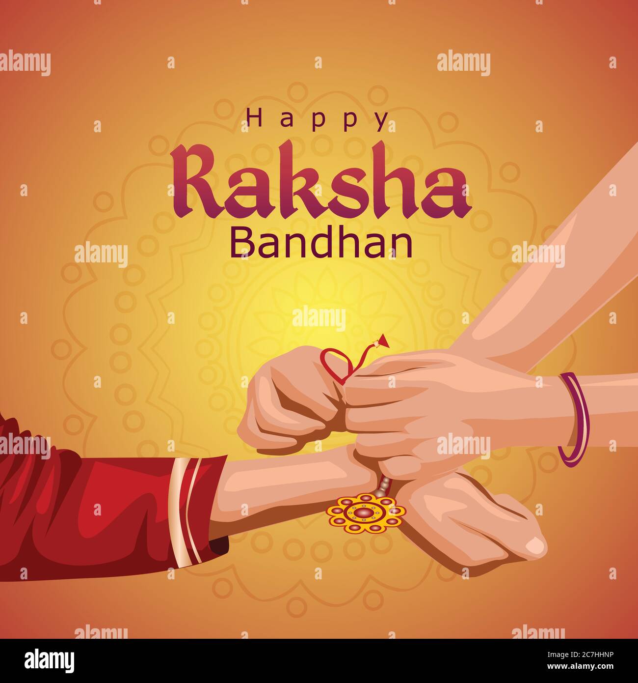 Indischer Bruder und Schwester tragen chirurgische Maske. Happy Raksha Bandhan Festival. Rakhi Feier in indien Vektor-Illustration. Stock Vektor