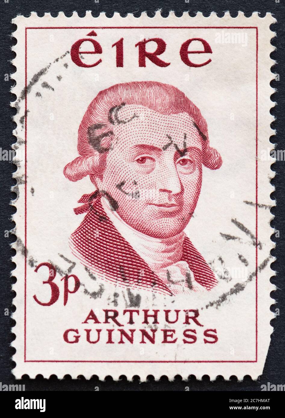 Arthur Guinness Irland Gedenkmarke 3p ausgestellt in 1959 für die Guinnes Zweihundertjahrfeier Stockfoto