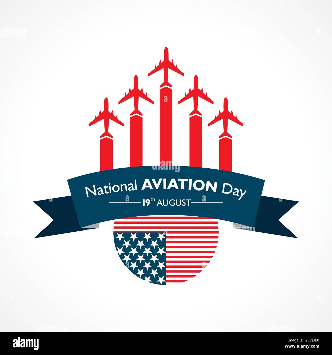 National Aviation Day, der in den Vereinigten Staaten im August 19 Konzept gefeiert wird. Design für Poster, Grußkarte, Banner, Hintergrund. Stock Vektor