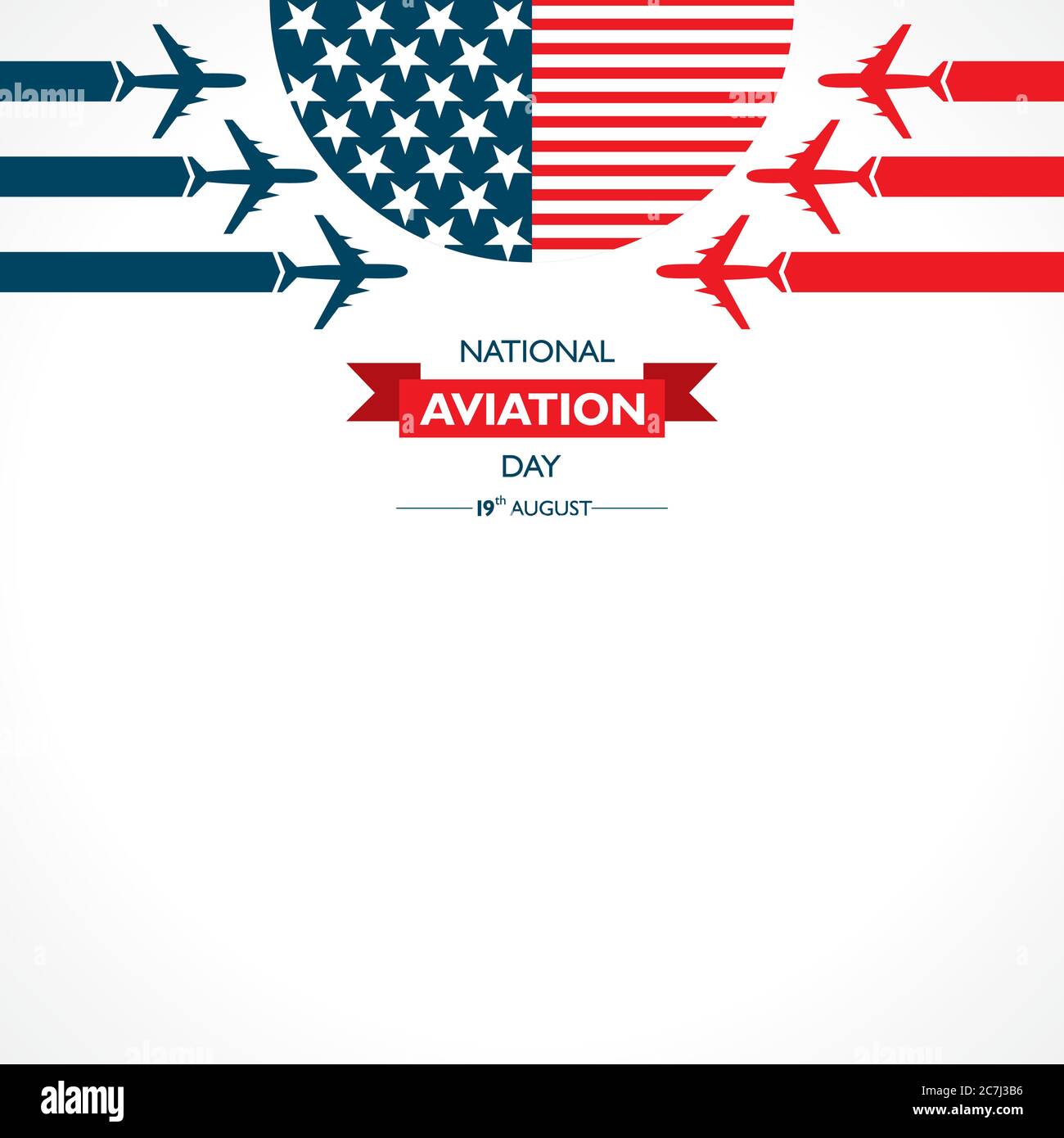 National Aviation Day, der in den Vereinigten Staaten im August 19 Konzept gefeiert wird. Design für Poster, Grußkarte, Banner, Hintergrund. Stock Vektor