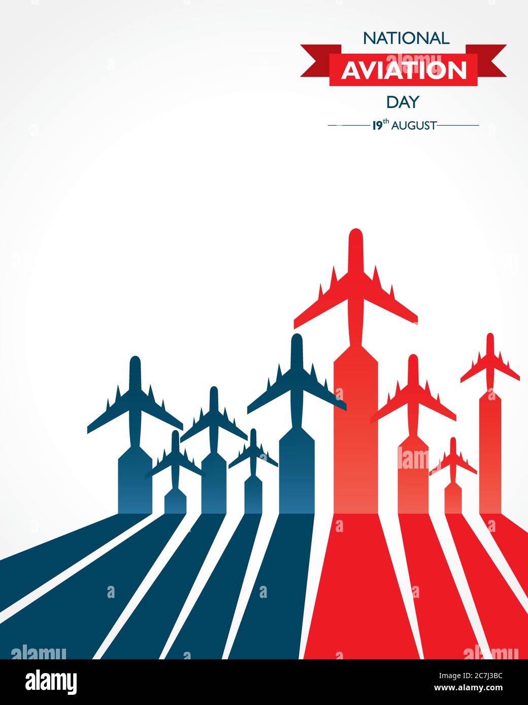 National Aviation Day, der in den Vereinigten Staaten im August 19 Konzept gefeiert wird. Design für Poster, Grußkarte, Banner, Hintergrund. Stock Vektor