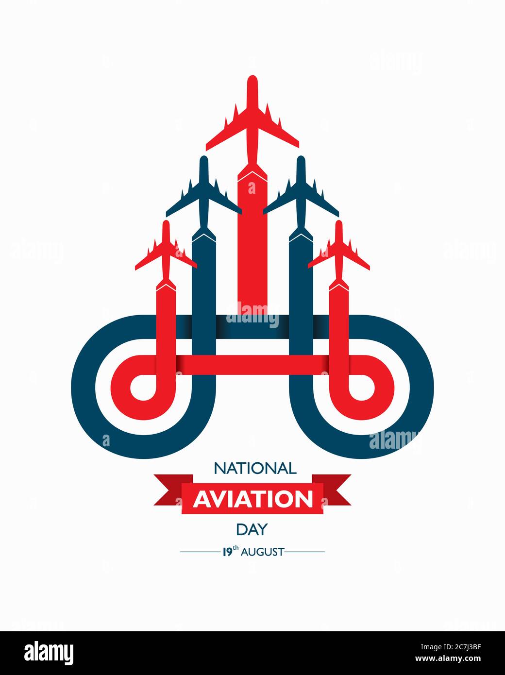 National Aviation Day, der in den Vereinigten Staaten im August 19 Konzept gefeiert wird. Design für Poster, Grußkarte, Banner, Hintergrund. Stock Vektor