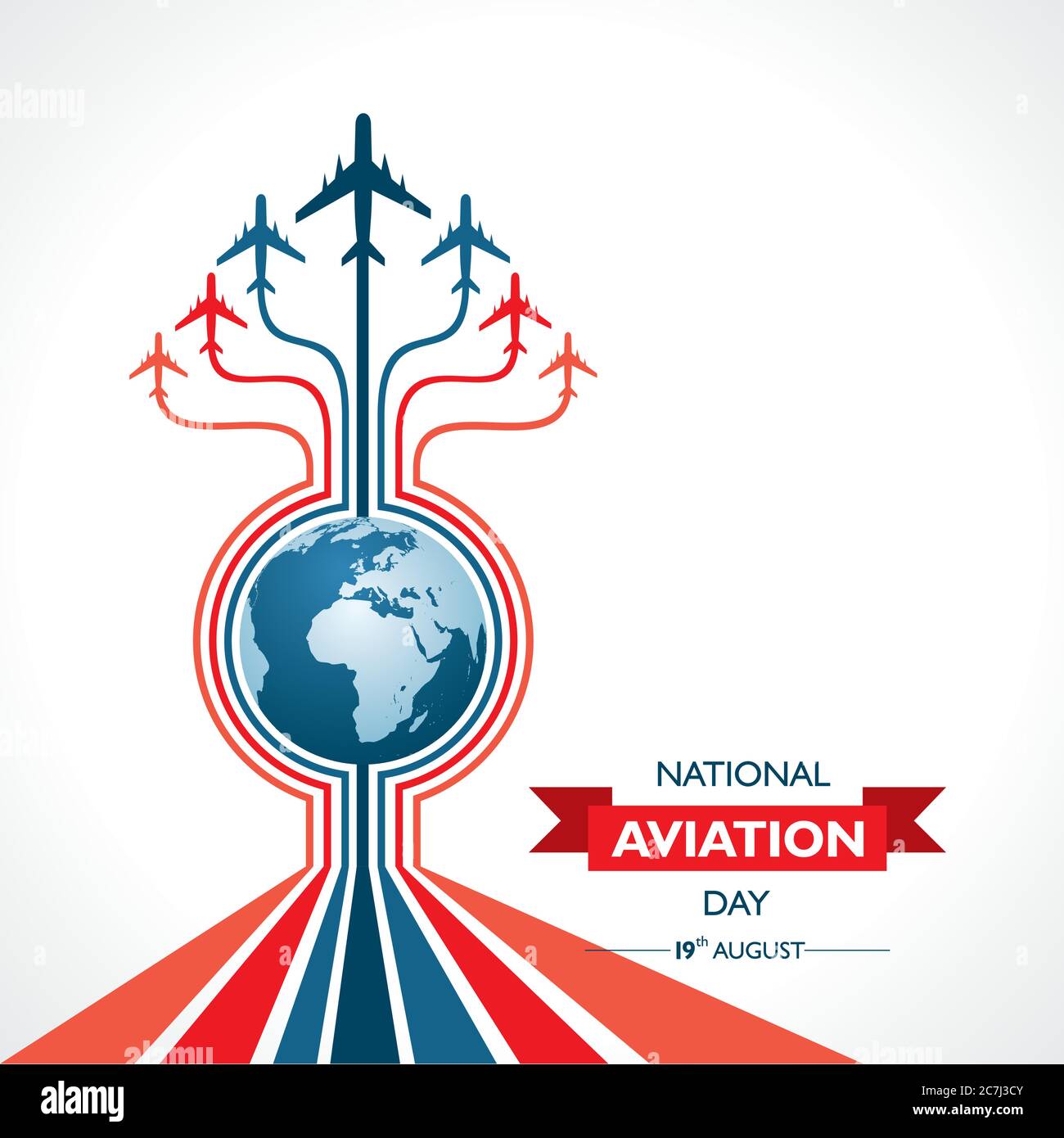 National Aviation Day, der in den Vereinigten Staaten im August 19 Konzept gefeiert wird. Design für Poster, Grußkarte, Banner, Hintergrund. Stock Vektor
