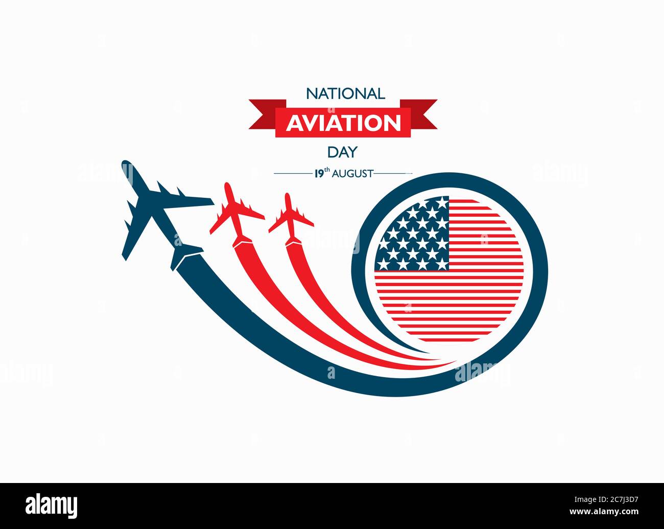 National Aviation Day, der in den Vereinigten Staaten im August 19 Konzept gefeiert wird. Design für Poster, Grußkarte, Banner, Hintergrund. Stock Vektor