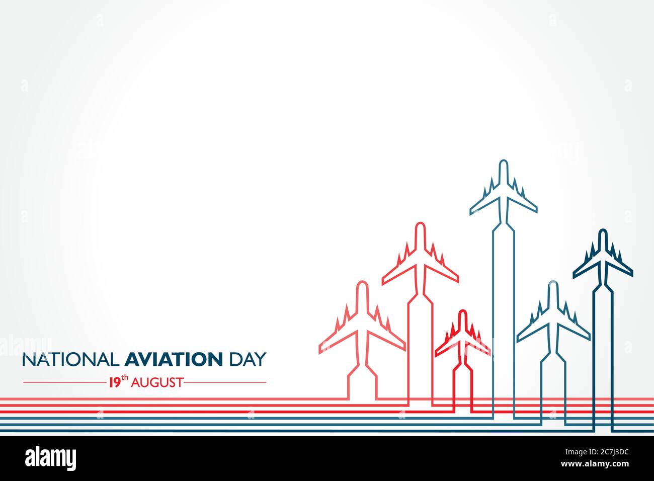 National Aviation Day, der in den Vereinigten Staaten im August 19 Konzept gefeiert wird. Design für Poster, Grußkarte, Banner, Hintergrund. Stock Vektor