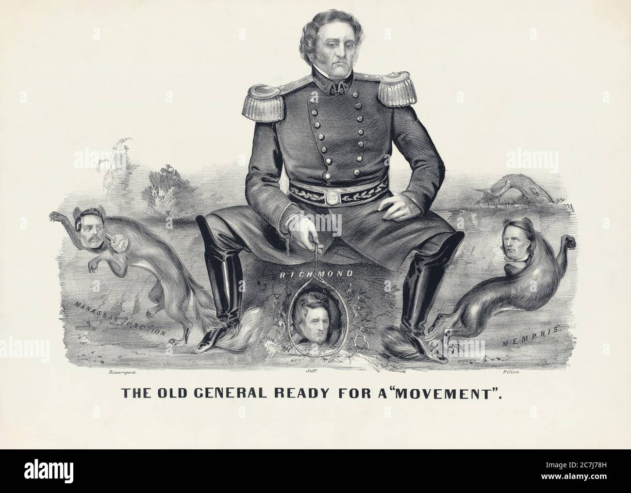 Der alte General bereit für EIN 'Movement', American Civil war Broadside, Currier & Ives, The Alfred Whital Stern Collection of Lincolniana, 1864 Stockfoto