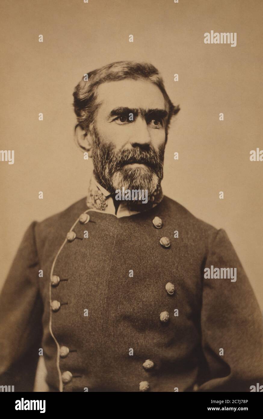 Braxton Bragg, General, Bundeswehr, Halblanges Porträt, Sammlung von Fotos aus dem Bürgerkrieg, 1860 Stockfoto