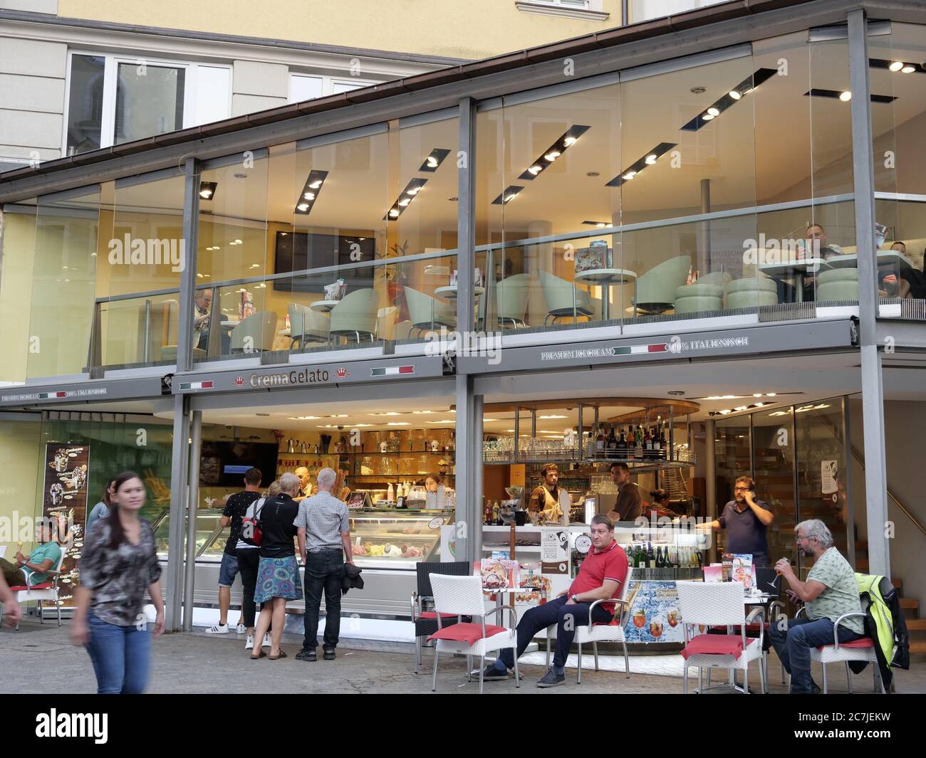 Regensburg, Altstadt, Eisdiele am Kohlemarkt, Bayern, Deutschland Stockfoto