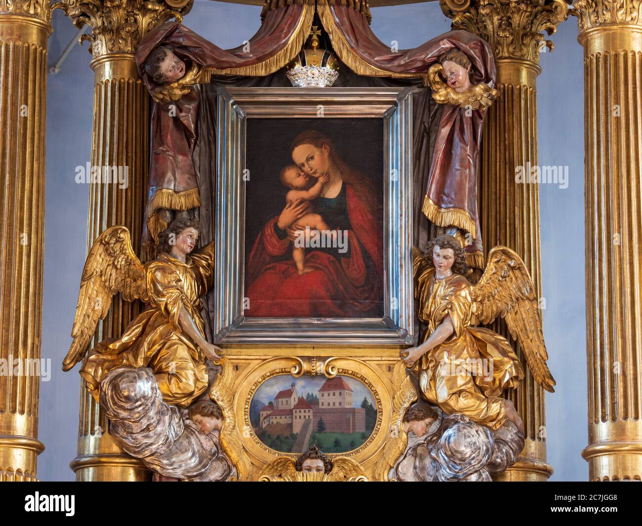 Mariahilf Wallfahrtskirche innen, Gnadenbild, Passau, Bayern, Deutschland Stockfoto