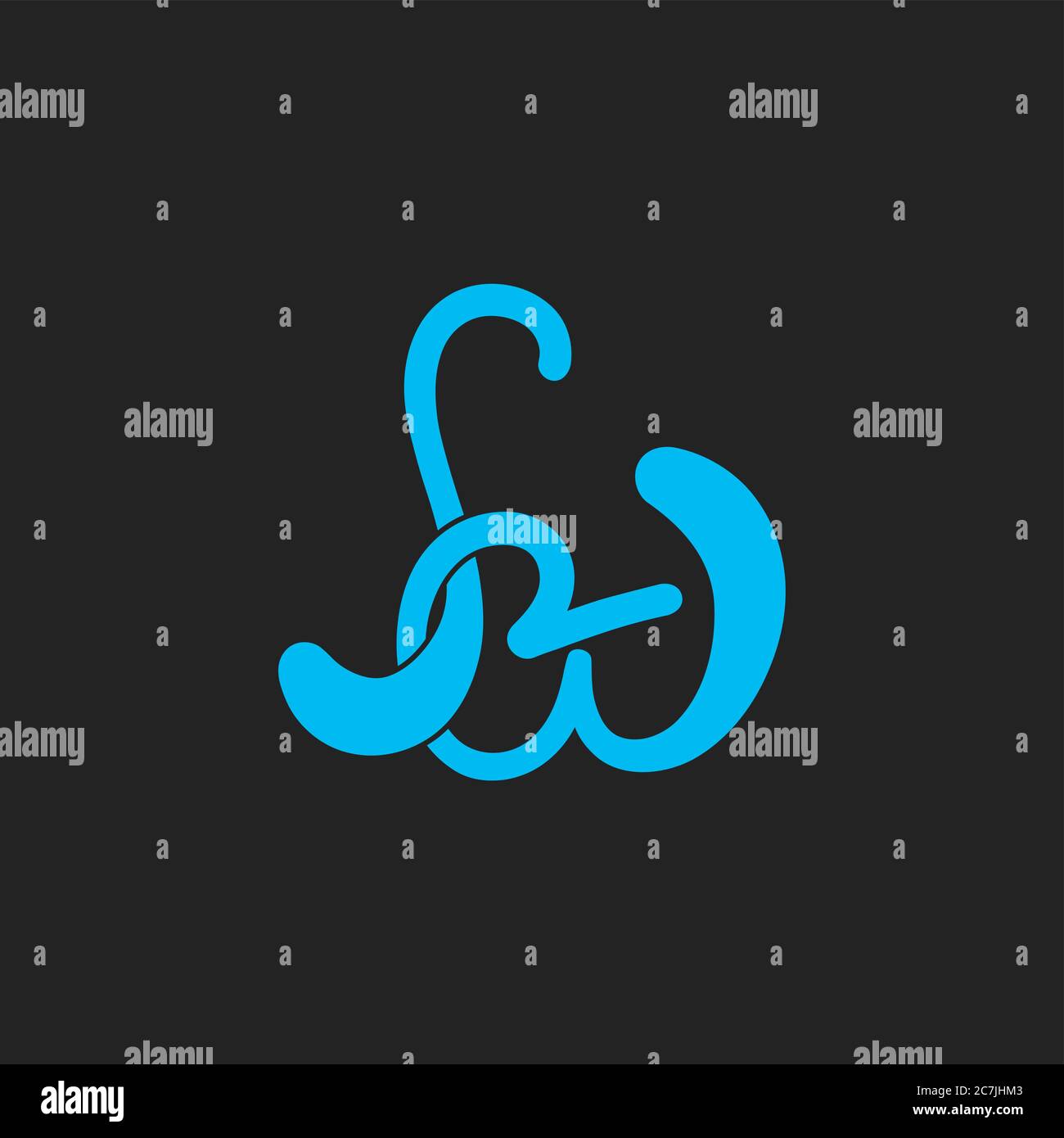Buchstabe sw verbunden blaues Wasser Design Logo Vektor Stock Vektor