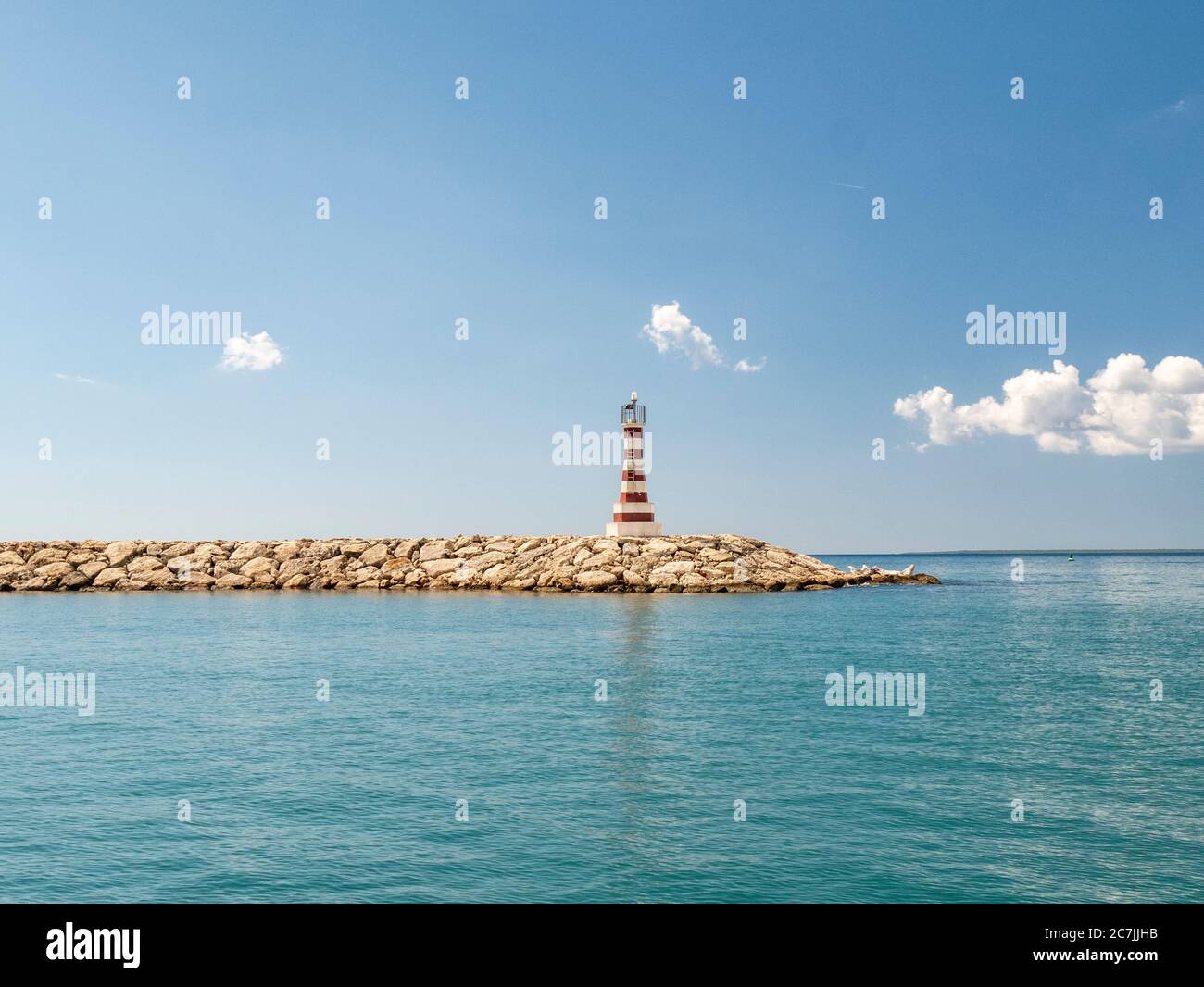 Leuchtturm in der Marina von La Romana Stockfoto