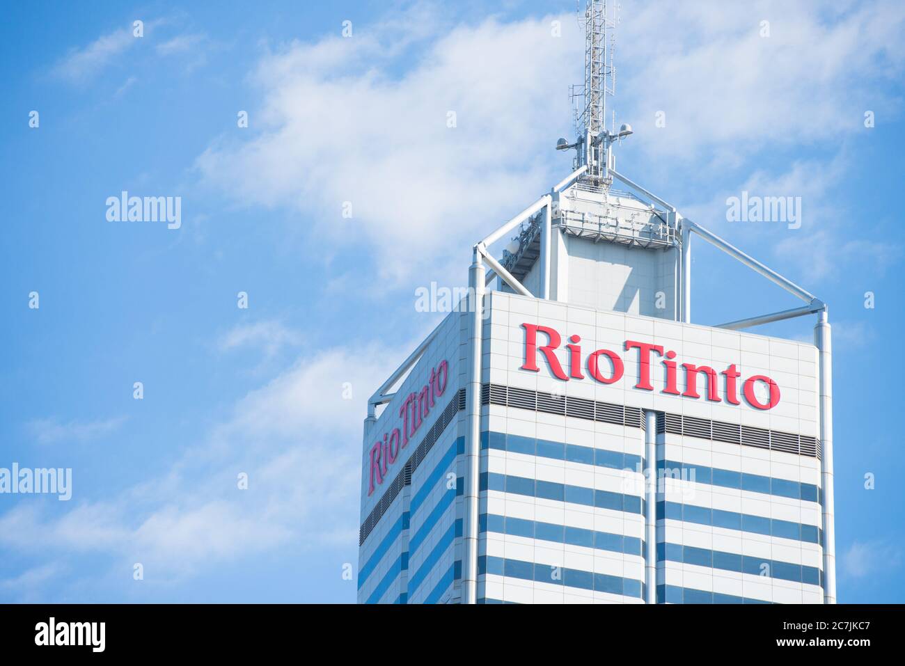 Perth, Western Australia - 3. Februar 2017: Bürogebäude Rio Tinto, eines der größten Bergbauunternehmen der Welt, mit regionalem Hauptsitz in Stockfoto