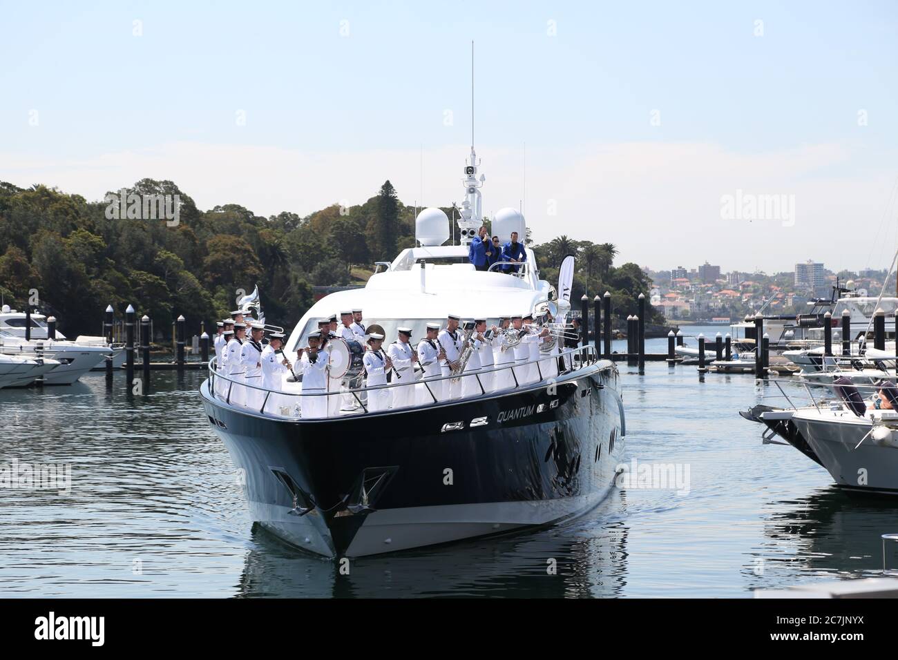 Human Nature kommt für die jährliche Spendenaktion Wharf4ward der Sony Foundation in Woolloomooloo Wharf, Cowper Wharf Road in Sydney. Stockfoto