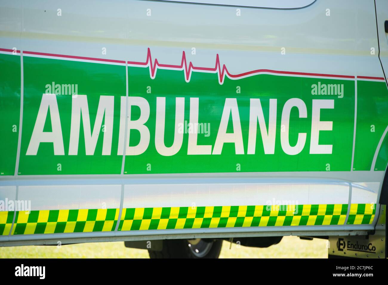 Perth, Australien: 26. November 2017: Nahaufnahme eines Krankenwagen-Transporters für erste-Hilfe-Notfälle in Australien. Stockfoto