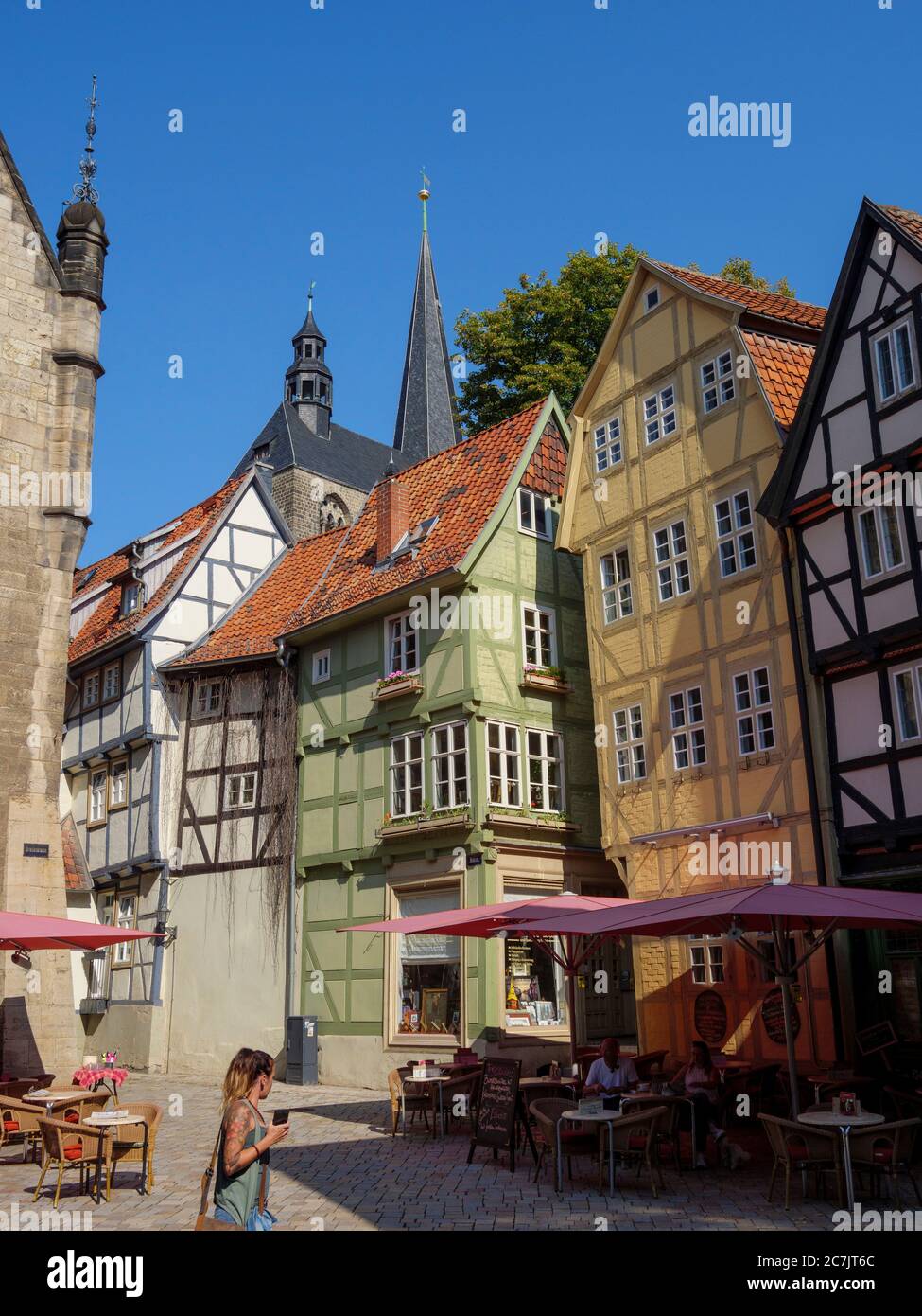 Altstadt Quedlinburg, UNESCO Weltkulturerbe, Sachsen-Anhalt, Deutschland Stockfoto