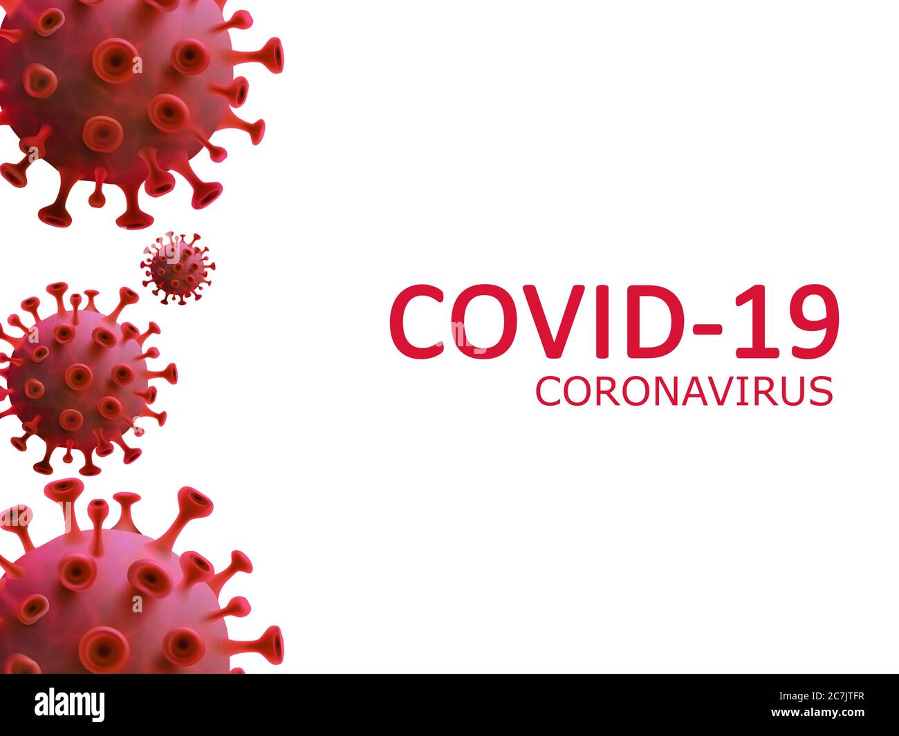 COVID-19 Coronavirus-Text auf weißem Hintergrund. Pandemieschutzkonzept. Stockfoto