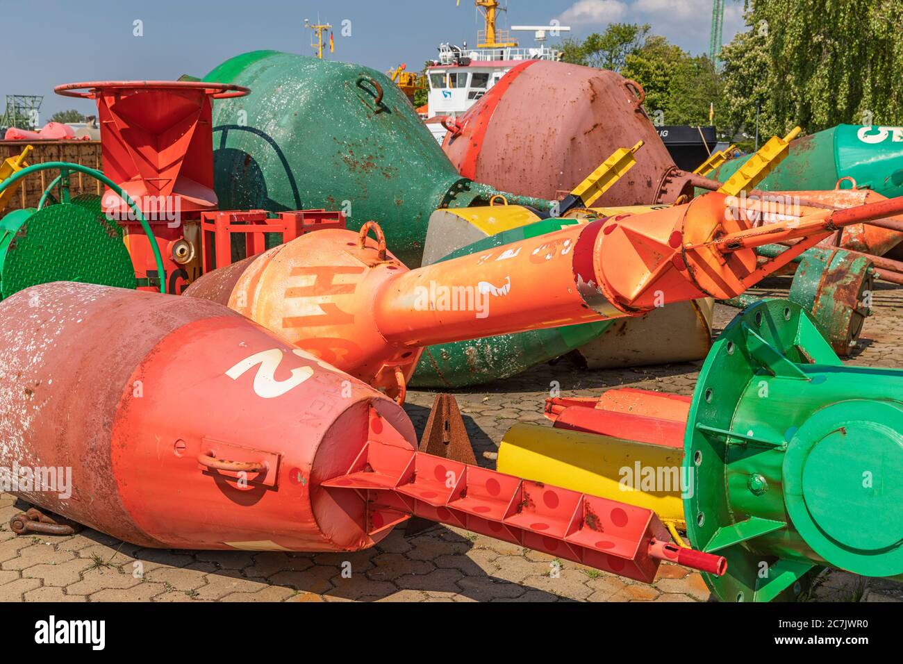 Freihaus, Tonnenhof am Südstrand, Bojen, Wasserstraße- und Schifffahrtsamt Weser-Jade-Nordsee, Wilhelmshaven, Niedersachsen, Stockfoto
