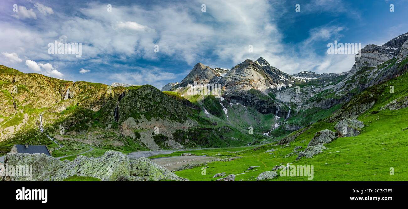 Berglandschaft am Cirque de Troumouse, Nationalpark der Pyrenäen, Frankreich Stockfoto