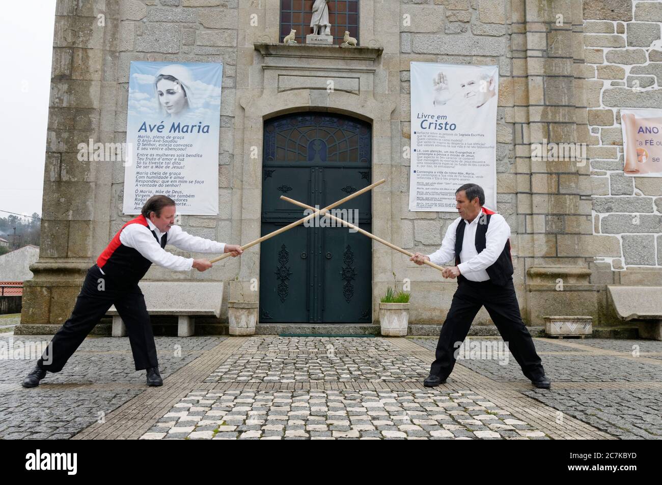 Traditionelle Stockkämpfe in Fafe, Portugal Stockfoto