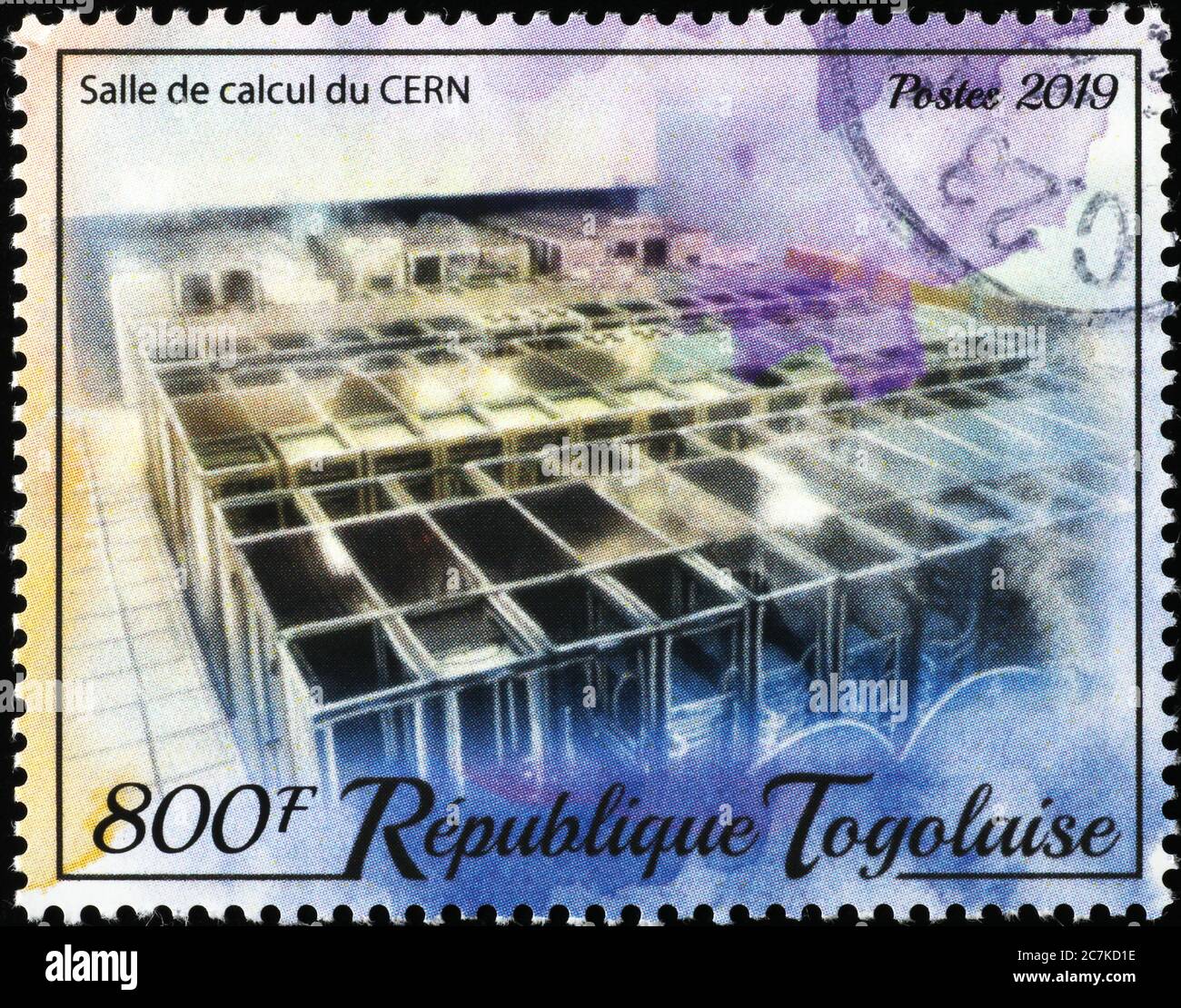 Der Rechnerraum des CERN auf Briefmarke Stockfoto