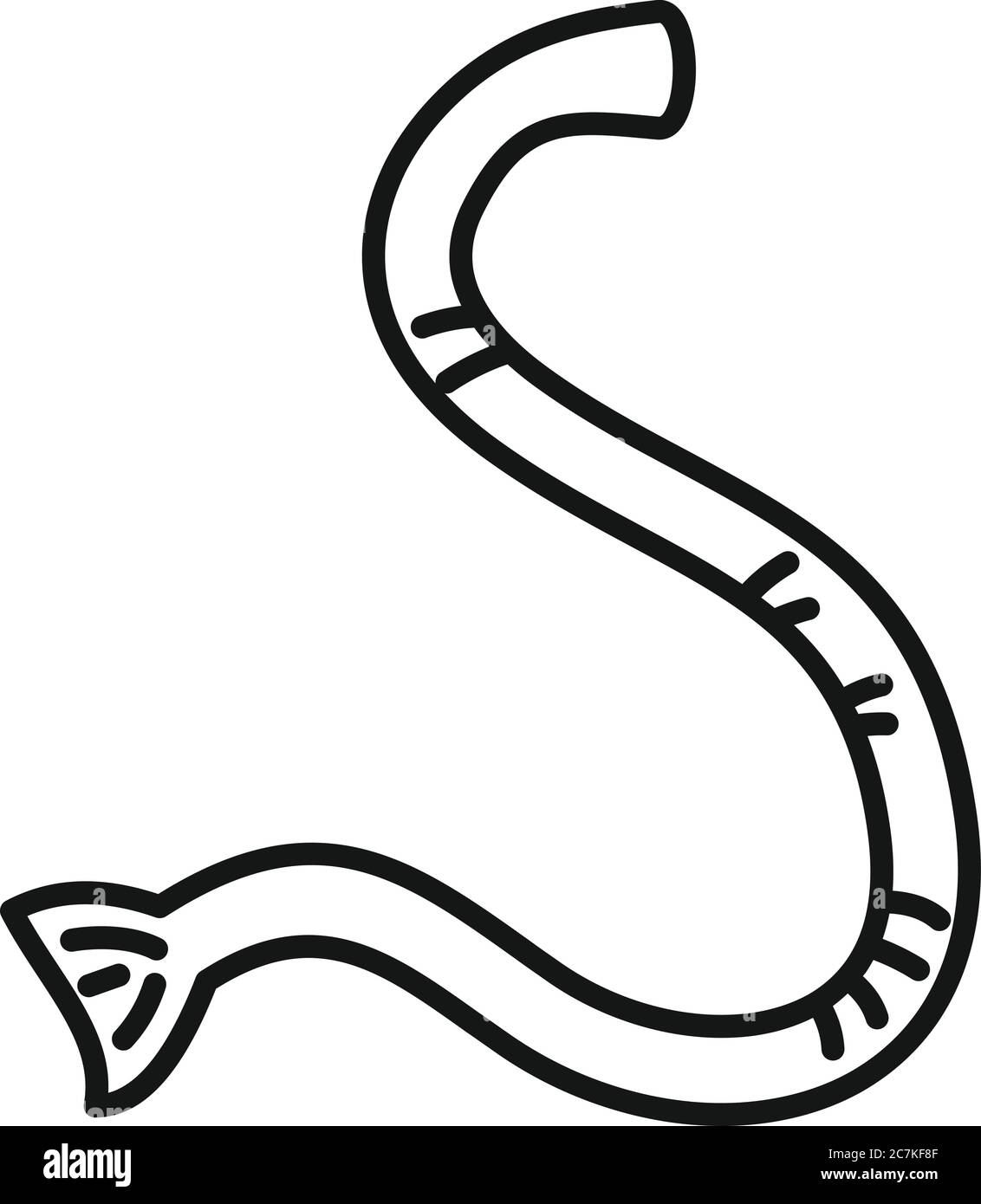 Symbol für Parasiten-Wurm. Umriss Parasitenwurm Vektor-Symbol für Web-Design isoliert auf weißem Hintergrund Stock Vektor