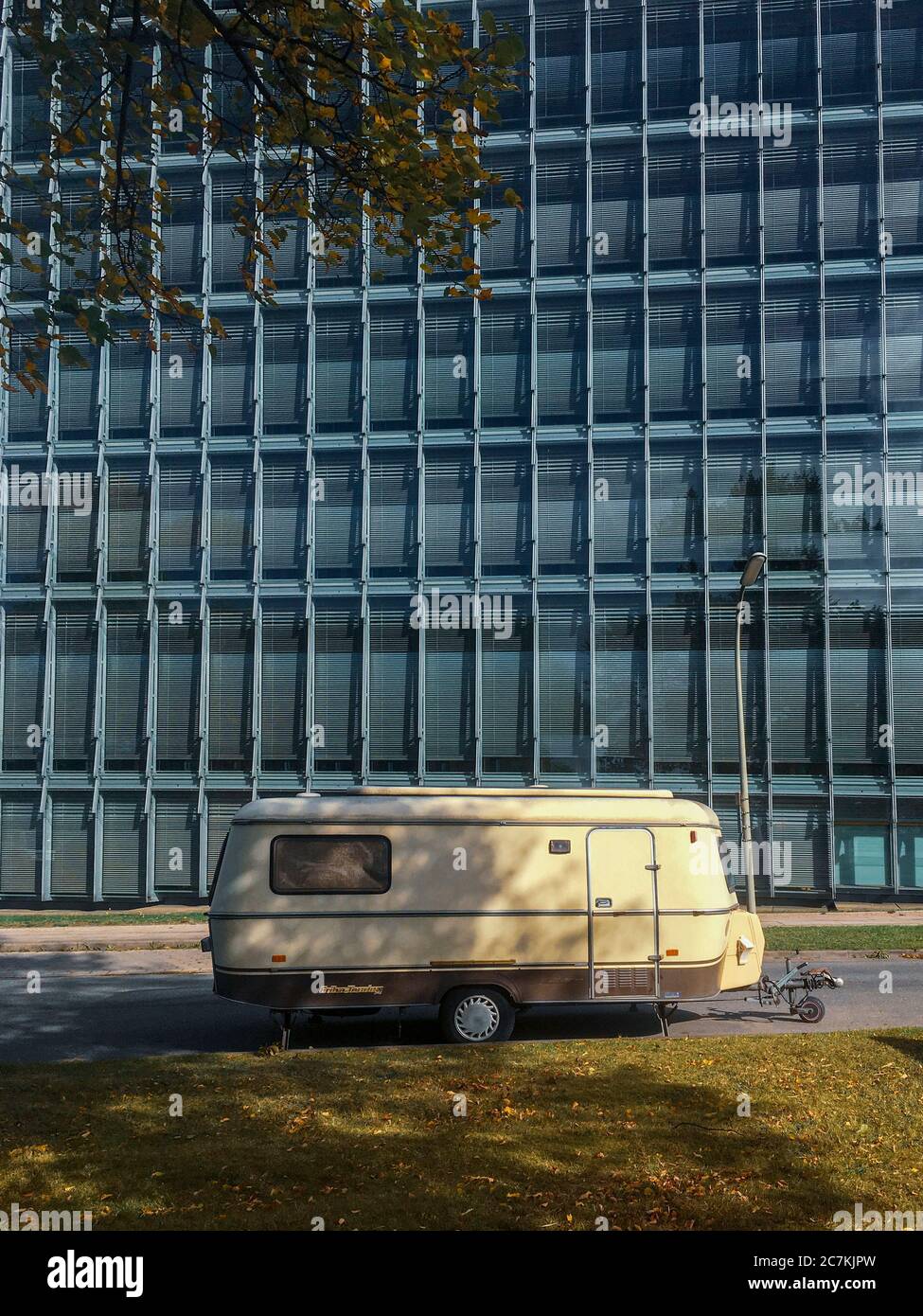 Entschleunigung, Wohnwagen, Stadt, Camping Stockfoto