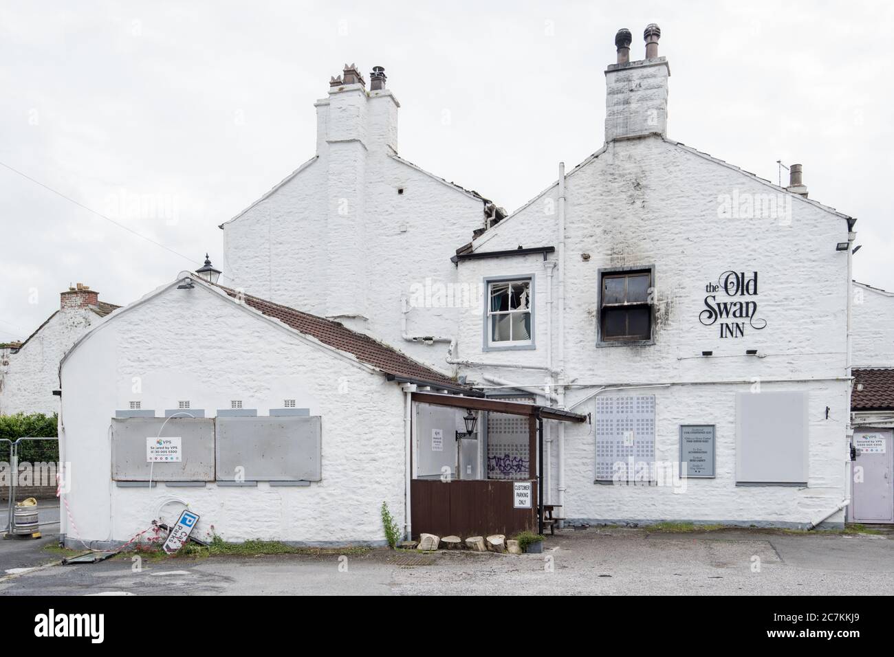 Gargrave Pub Feuer Juli 2020 Stockfoto