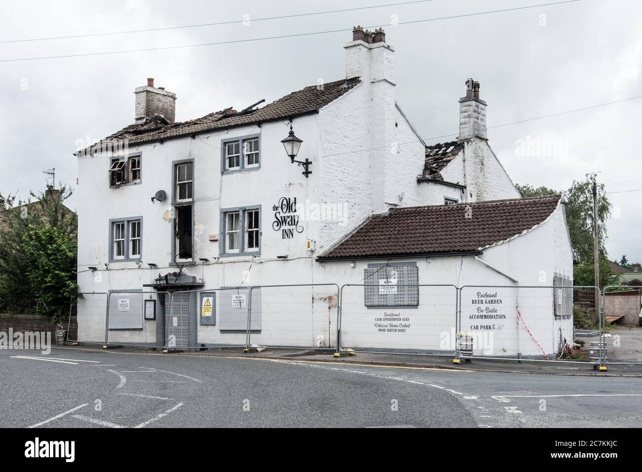 Gargrave Pub Feuer Juli 2020 Stockfoto