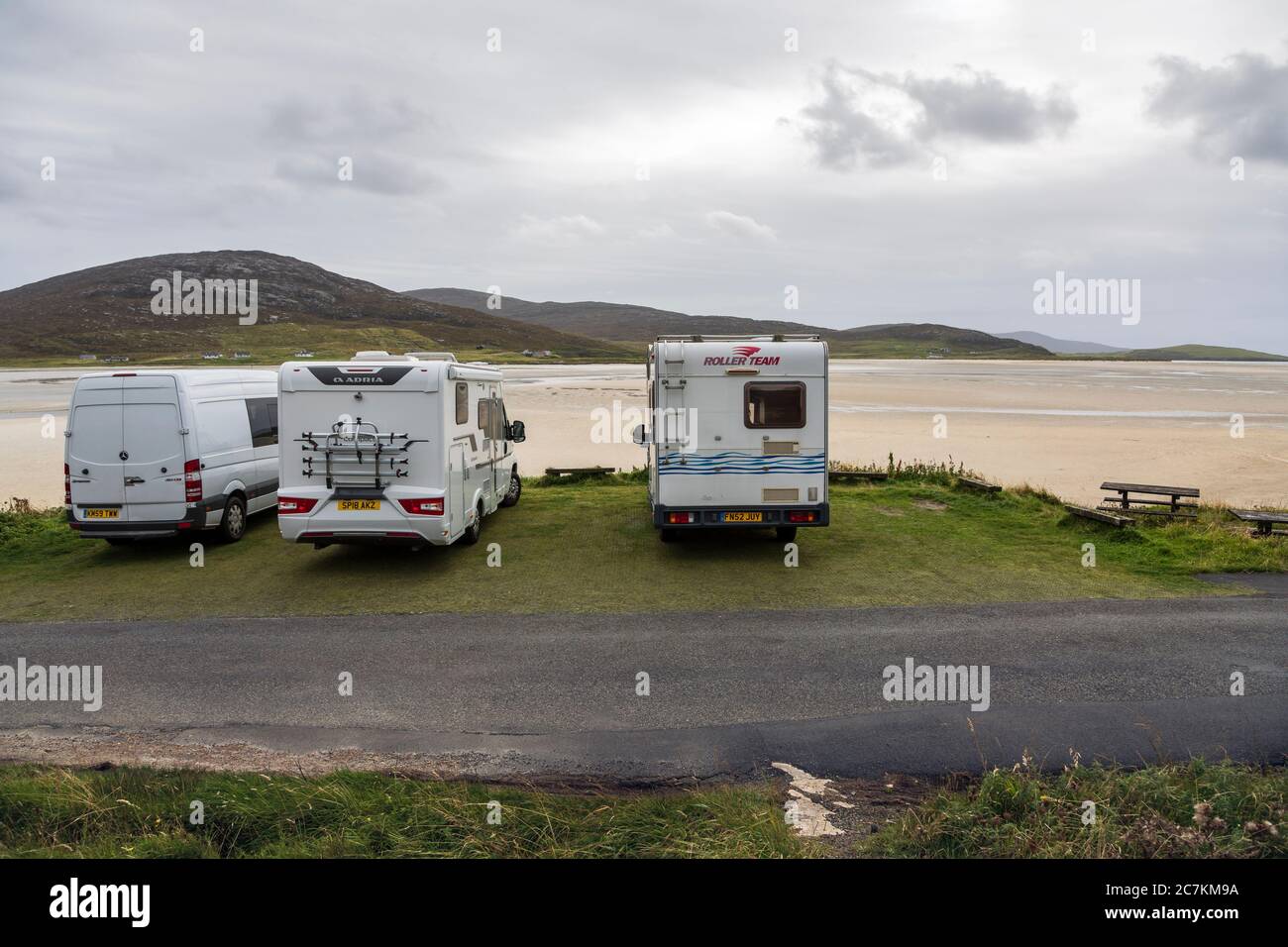 West Harris Camping-Platz in Luskentire, Isle of Harris, Lewis and Harris, Äußere Hebriden, Schottland Stockfoto